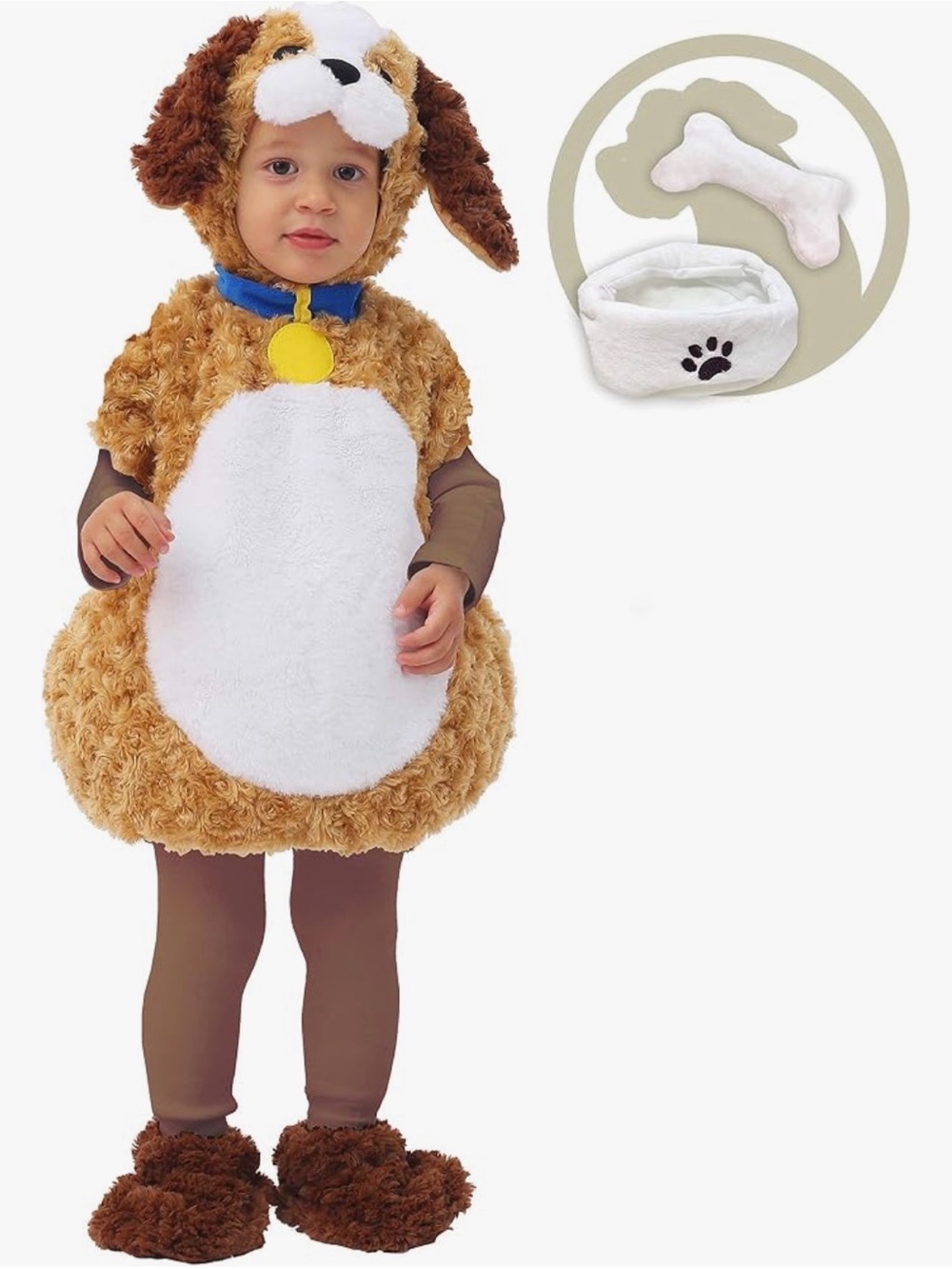 6-12 months Fluffy Puppy Kids Costume - Brown & White